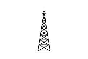 Communication Tower Silhouette A Minimalist Design of a Radio or Cell Tower Against a White Background silhouette This minimalist communication