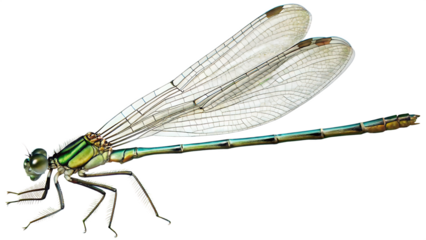 green-dragonfly-animal-insect-isolated on white background, png, ai generated.