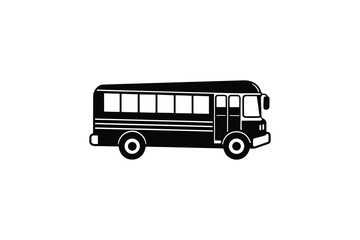 Classic School Bus Illustration in Black and White Silhouette Style on a Clean White Background silhouette simple clean illustration school