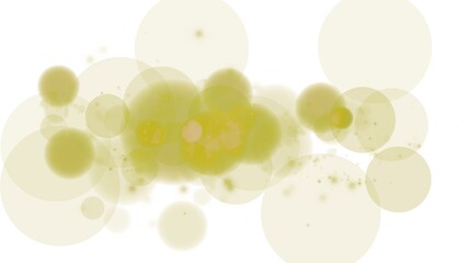 Soft translucent yellow and olive green bokeh circles scattered across a white background, creating a gentle and organic light effect.
