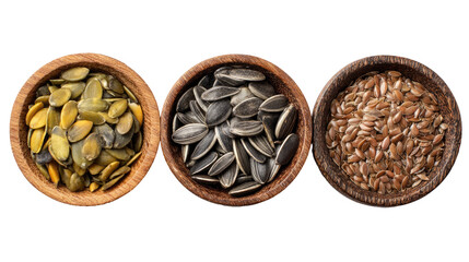 Top View of a Mix of Dry Roasted Seeds Sunflower and Pumpkin

