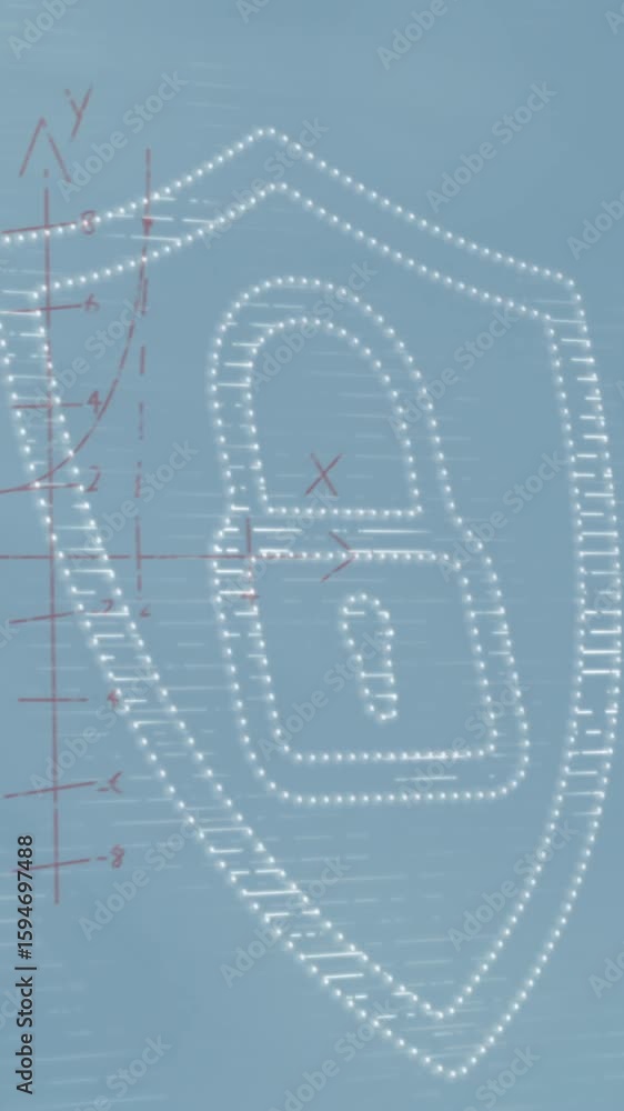 Poster animation of padlock over data processing over at padlock and microprocessor padlock