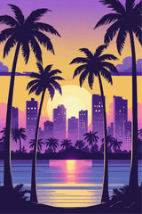 Retro Twilight Over Coast City