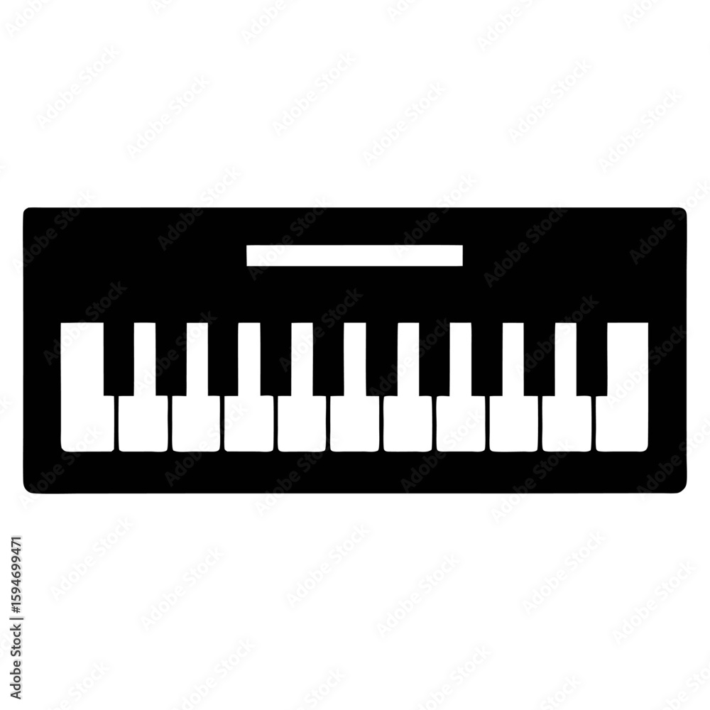 Fototapete black silhouette of a computer keyboard with visible keys isolated on white background
