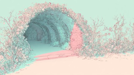 Pastel archway garden tunnel