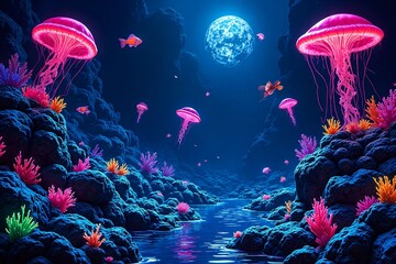 A picture of Bioluminescent Coral Reef Canyon