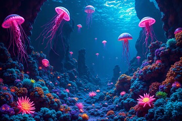 A picture of Bioluminescent Coral Reef Canyon
