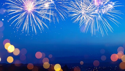 夏の夜空を彩る花火 　玉ボケの光　幻想的