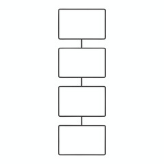Blank vertical flowchart template with four steps, Editable process diagram for planning, presentation or workflow design