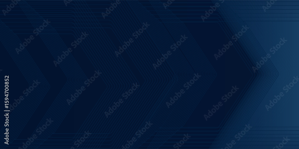 Poster dark blue abstract background with glowing arrow lines for technology, featuring a futuristic concep