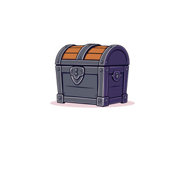 Vector art of an old wooden treasure chest with metal accents