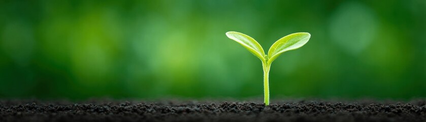 Growing Green Seedling Fertile Soil Nature Photography Lush Environment Close-Up View Growth Concept