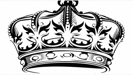 A royal crown vector set with ornate floral vintage design elements and black tribal swirl illustrations