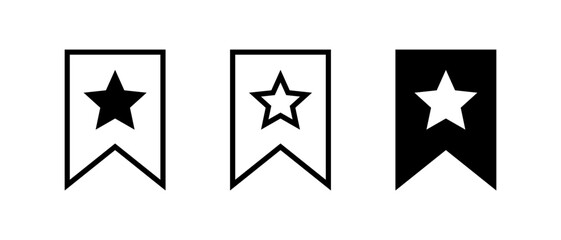 Bookmark star icon set. Favorite label and save tag symbol