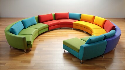 Circular Modern Sectional Sofa in Vibrant Hues for a Contemporary Living Space