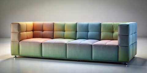 Stylish Pastel-Toned Modular Sofa with a Gradient Fabric Upholstery and a Contemporary Design