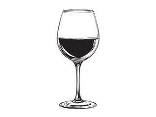 Hand drawn wine glass minimalist vector art