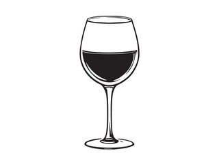 Elegant wine glass outline vector collection