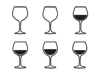 Wine glass contour illustration black and white