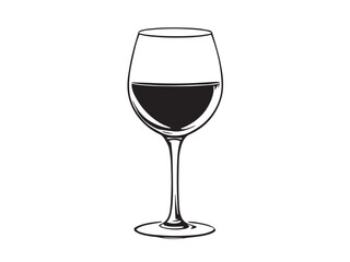 Glass of wine minimal line art vector bundle