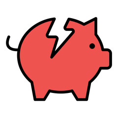 Bankruptcy icon set. Financial crisis and debt default symbol collection.