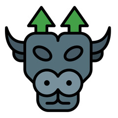 Bull market icon set. Financial growth and positive trend symbols.