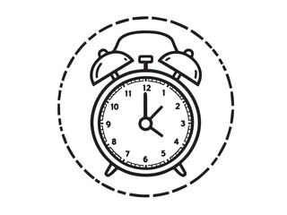 Vintage style alarm clock line drawing set