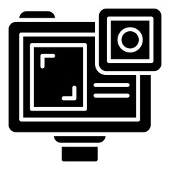 Action camera icon set. Adventure video recorder and sports cam symbol collection.