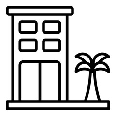 Resort icon set. Luxury vacation and beach hotel symbol collection.