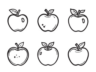 Simple apple outline drawing hand drawn style