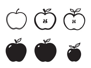 Hand drawn apple set in line drawing style