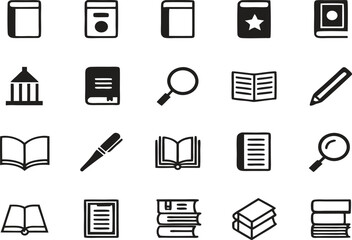 Collection of education and learning icons silhouette