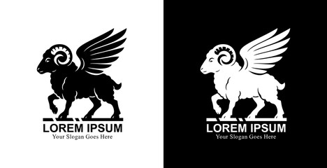 Winged lamb logo design with modern style
