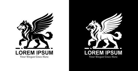 Winged wolf logo design with modern style