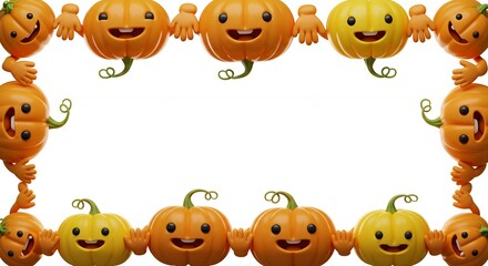 Fototapeta premium Pumpkin border frame for backgrounds