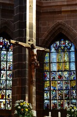 Nuremberg, Germany 10.17.2019: Interior of Saint Lorenz cathedral in Nürnberg