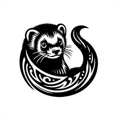 Obraz premium Vector art of ferret with tribal design