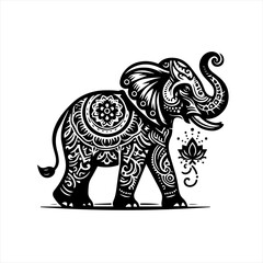 Vector art of ornate elephant with mandala pattern