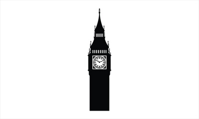 Iconic big ben clock tower landmark silhouette