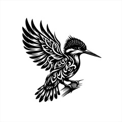 Fototapeta premium Vector art of ornate kingfisher in flight