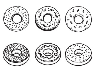 Bagel bread line art illustration collection