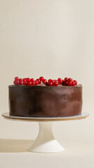 Decadent chocolate cake garnished with ruby red berries, invoking Chocolate Day indulgence, celebrated on World Gratitude Day feast