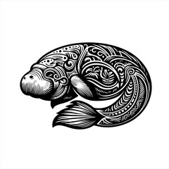 Vector art of ornate manatee illustration