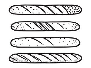 Organic baguette vector in simple line style