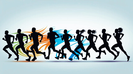 Running Men and Women – Track and Field Athletes in Motion for Fitness, Athletics, and Sports Competition Concepts.