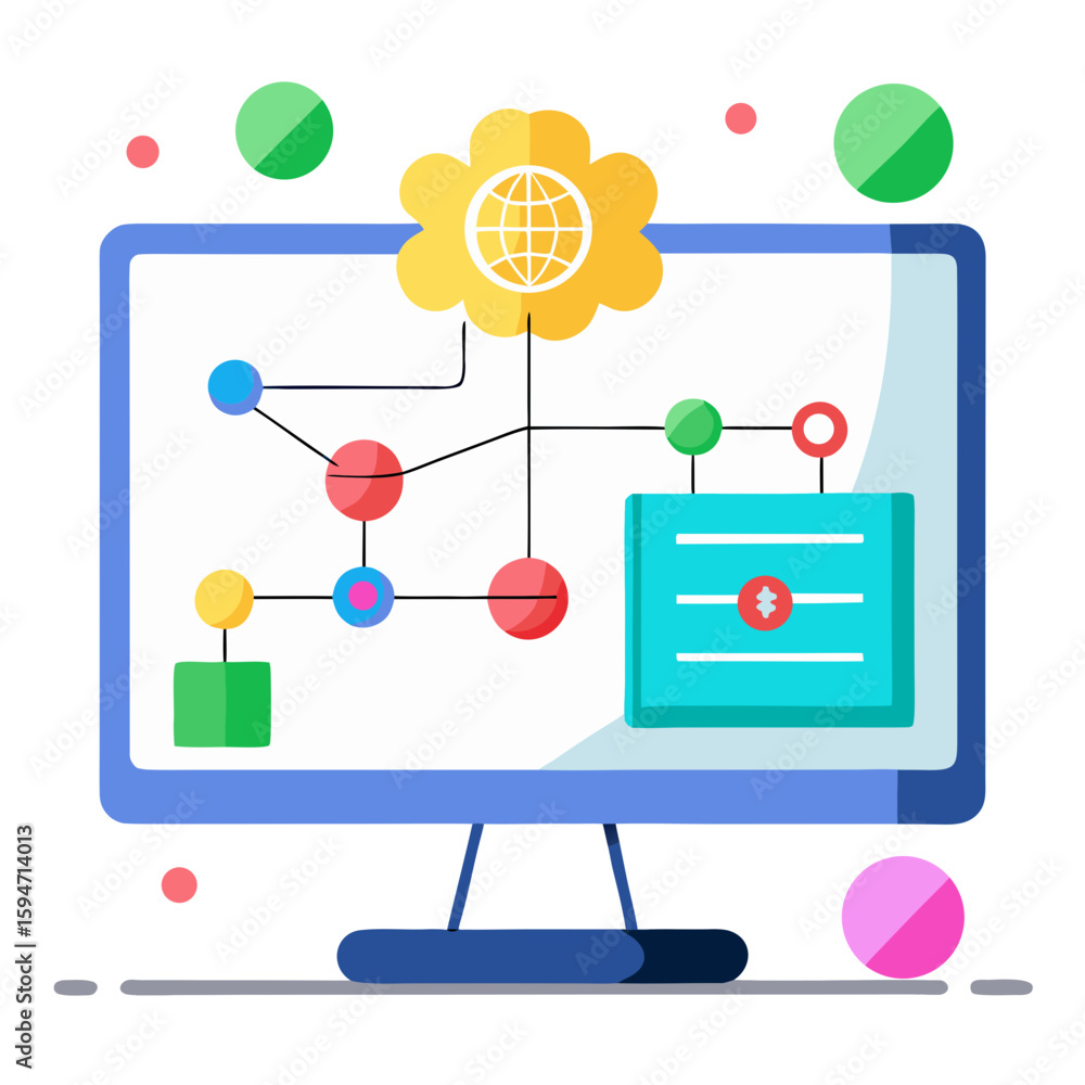 Fototapete mind map displayed on a computer screen showcasing ideas and concepts on a white background