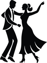 Couple Dancing Joyfully silhouette vector art illustration