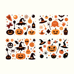 Spooky Halloween Clipart Set – Flat Design Holiday Elements