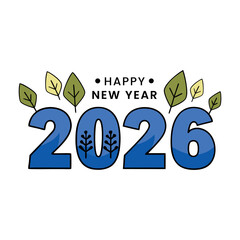 2026 New Year Celebration Illustration with Leaves
