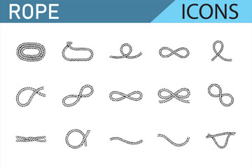 Simple Line Art Icons Representing Rope and Knotting